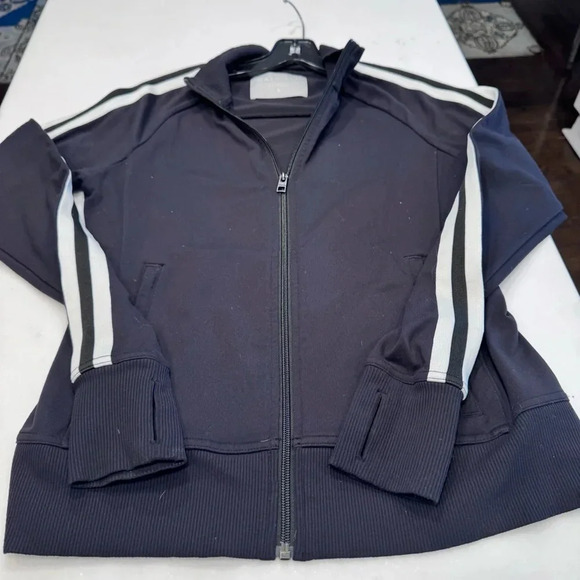 ATHLETA Women's Track Jacket Full Zip Black White Stripes Size S - Picture 7 of 9